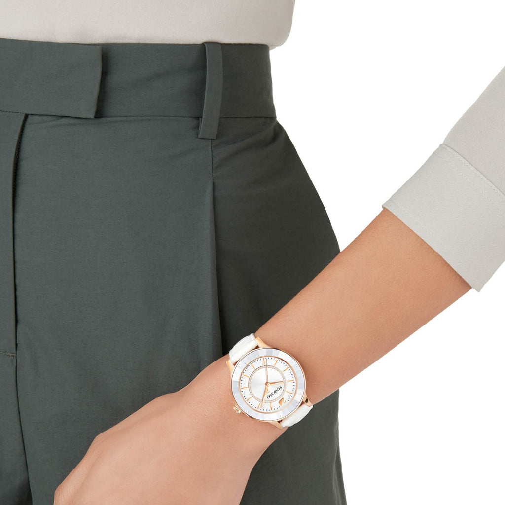 Swarovski Octea Lux White Dial White Leather Strap Watch for Women - 5414416 Buy Now By Swarovski