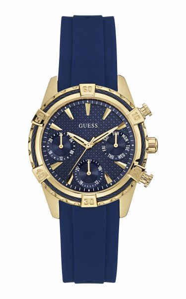 Guess Catalina Blue Gold Tone Blue Silicone Strap Watch For Women - W0562L2 Buy Now By Guess