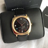 Marc Jacobs Mandy Black Dial Black Leather Strap Watch for Women - MJ1597 Buy Now By Marc Jacobs