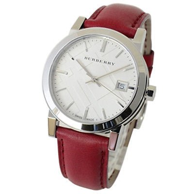 Burberry The City Silver Dial Red Leather Strap Watch for Women - BU9129 Buy Now By Burberry