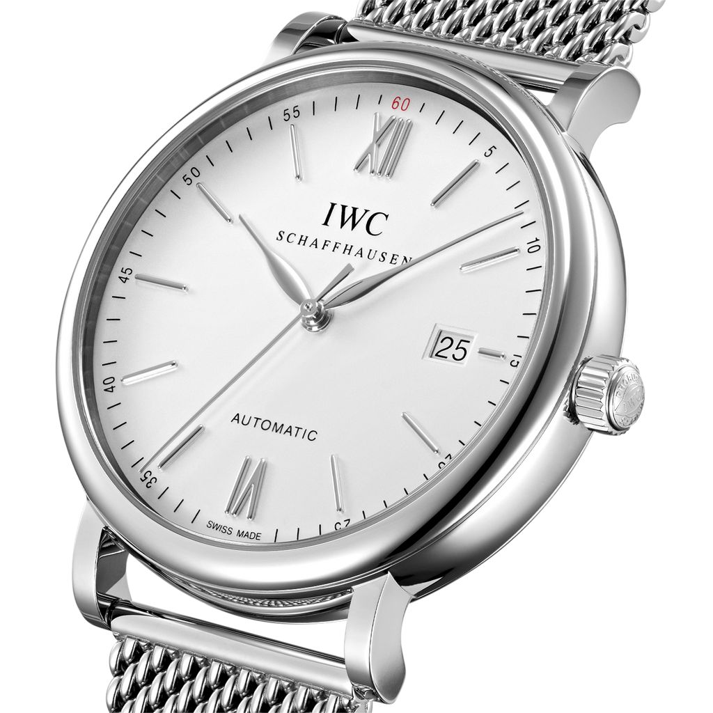 IWC Portofino Automatic White Dial Silver Mesh Bracelet Watch for Men - IW356505 Buy Now By IWC