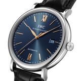 IWC Portofino Automatic Blue Dial Black Leather Strap Watch for Men - IW356523 Buy Now By IWC