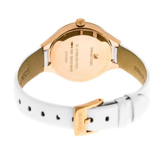 Swarovski Lovely Crystals Mother of Pearl Dial White Leather Strap Watch for Women - 5242904 Buy Now By Swarovski
