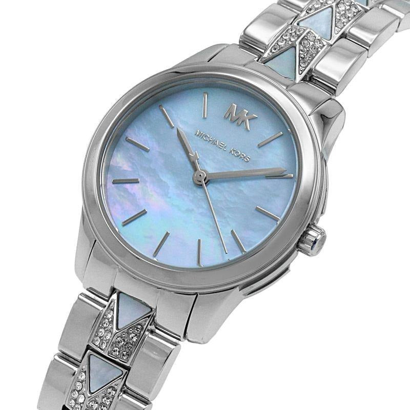 Michael Kors Runway Mercer Quartz Mother of Pearl Blue Dial Silver Steel Strap Watch For Women - MK6857 Buy Now By Michael Kors