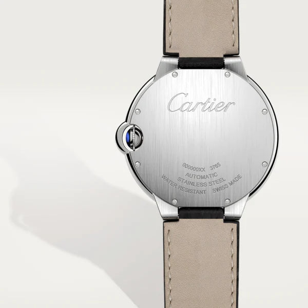 Cartier Ballon Bleu de Cartier Silver Dial Black Leather Strap Watch for Men - WSBB0026 Buy Now By Cartier