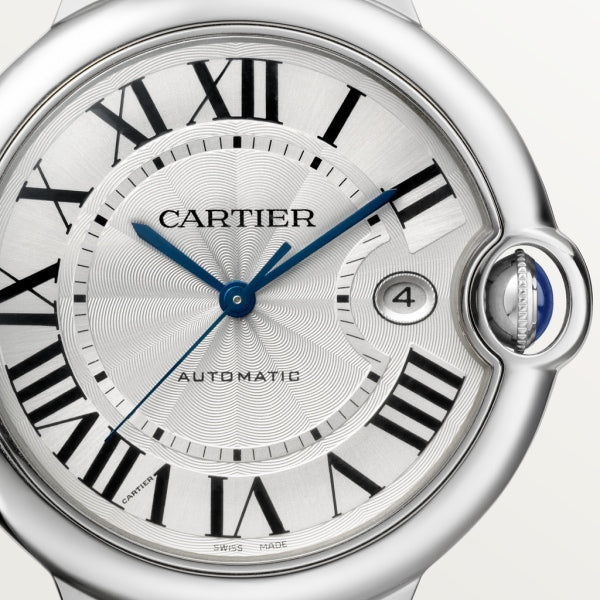 Cartier Ballon Bleu de Cartier Silver Dial Black Leather Strap Watch for Men - WSBB0026 Buy Now By Cartier