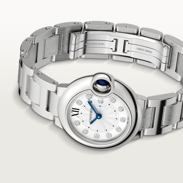 Cartier Ballon Bleu de Cartier Diamonds Silver Dial Silver Steel Strap Watch for Women - WE902073 Buy Now By Cartier