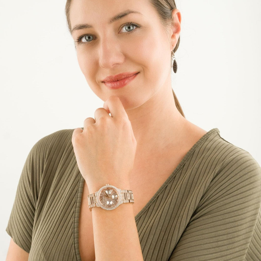 Michael Kors Camille Multifunction Crystals Rose Gold Dial Rose Gold Steel Strap Watch For Women - MK6997 Buy Now By Michael Kors