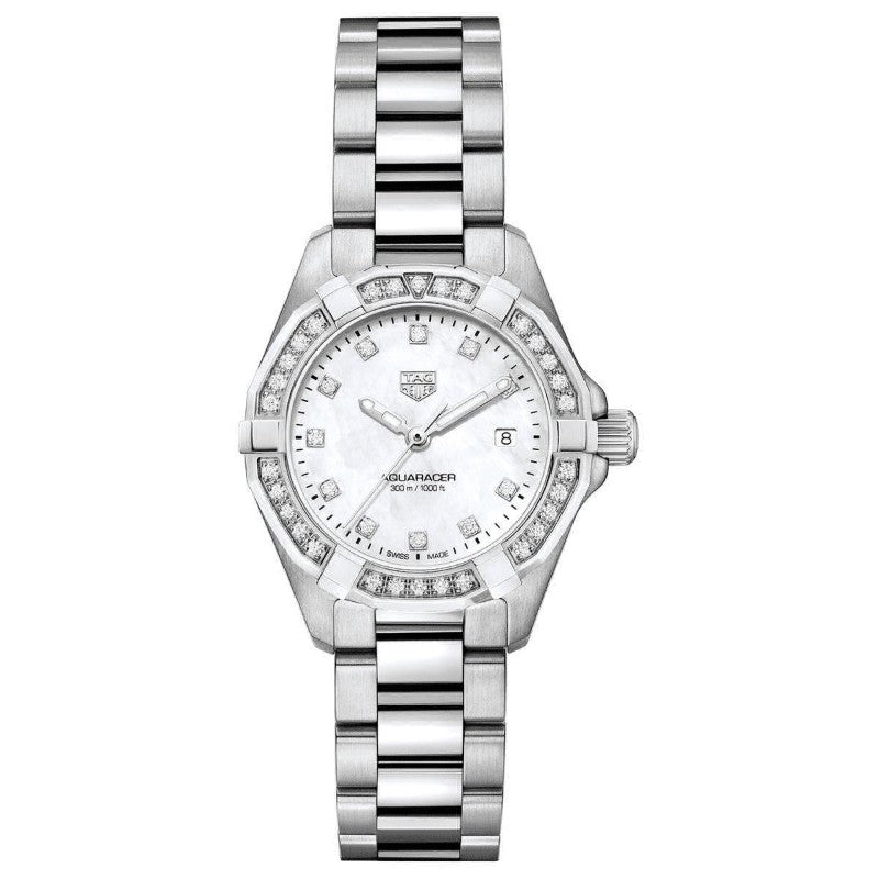 Tag Heuer Aquaracer Diamonds Mother of Pearl White Dial Silver Steel Strap Watch for Women - WBD131C.BA0748 Buy Now By Tag Heuer