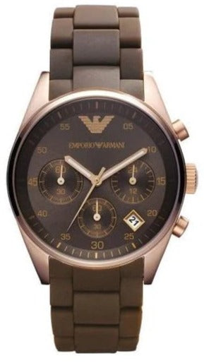 Emporio Armani Sportivo Chronograph Brown Dial Brown Silicone Strap Watch For Men - AR5891 Buy Now By Emporio Armani