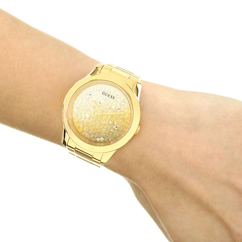 Guess Crush Gold Dial Gold Steel Strap Watch For Women - GW0020L2 Buy Now By Guess