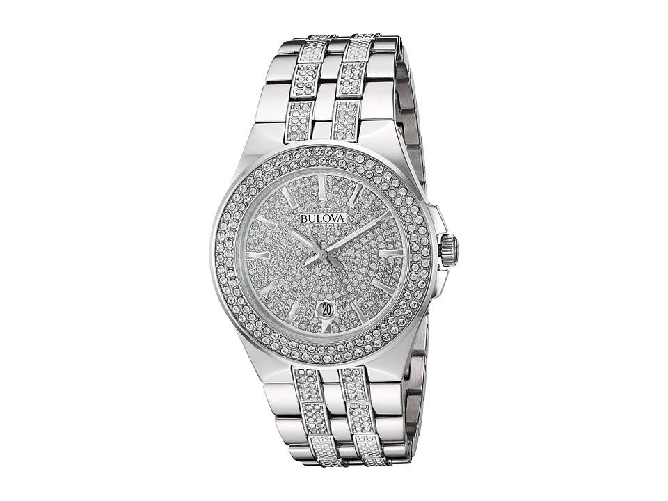 Bulova Crystal Pave Silver Dial Silver Steel Strap Watch for Men - 96B235 Buy Now By Bulova