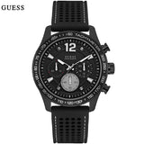 Guess Fleet Chronograph Black Dial Black Rubber Strap Watch for Men - W0971G1 Buy Now By Guess