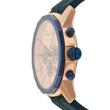 Armani Exchange Hampton Chronograph Rose Gold Dial Blue Silicone Strap Watch For Men - AX1730 Buy Now By Armani Exchange