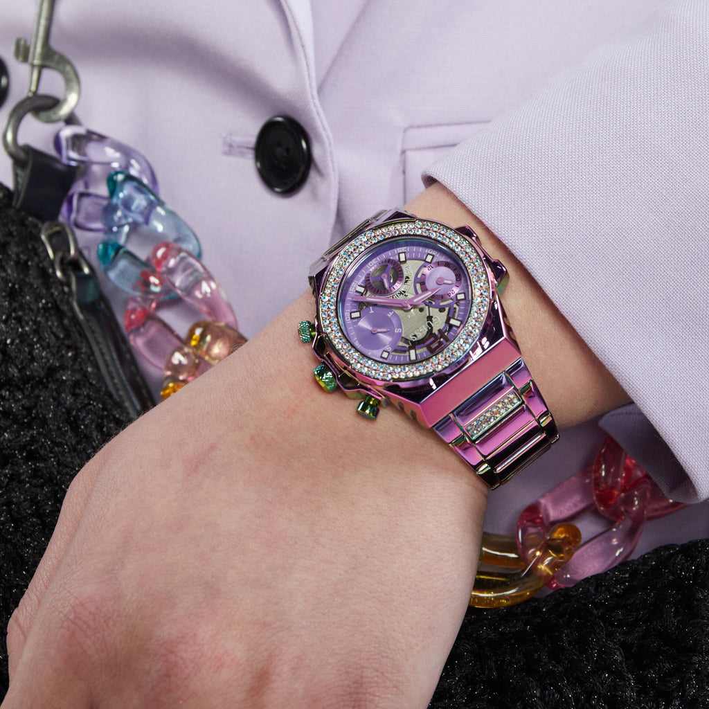 Guess Fusion Chronograph Purple Dial Purple Steel Strap Watch for Women - GW0552L4 Buy Now By Guess
