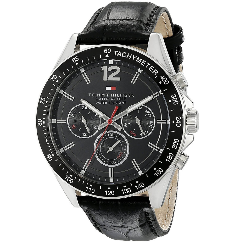 Tommy Hilfiger Luke Quartz Black Dial Black Leather Strap Watch for Men - 1791117 Buy Now By Tommy Hilfiger
