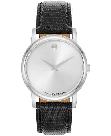 Movado Museum Quartz Silver Dial Black Leather Strap Watch For Men - 2100001 Buy Now By Movado