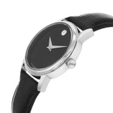 Movado Museum Black Dial Black Leather Strap Watch For Women - 2100004 Buy Now By Movado