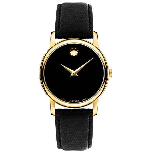 Movado Museum Black Dial Black Leather Strap Watch For Men - 2100005 Buy Now By Movado