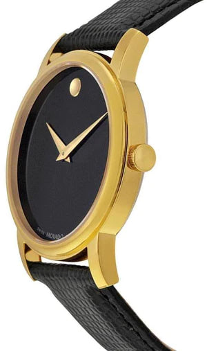 Movado Museum Black Dial Black Leather Strap Watch For Men - 2100005 Buy Now By Movado