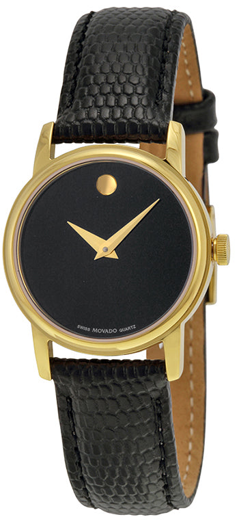 Movado Museum Black Dial Black Leather Strap Watch For Women - 2100006 Buy Now By Movado