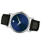 Movado Museum Blue Dial Black Leather Strap Watch For Men - 2100009 Buy Now By Movado