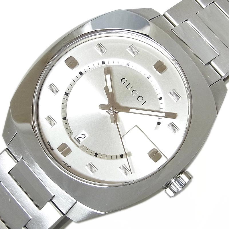 Gucci GG2570 Silver Dial Silver Steel Strap Watch For Men - YA142308 Buy Now By Gucci