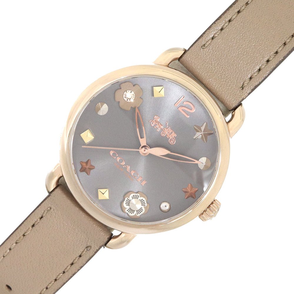 Coach Delancey Grey Dial Grey Leather Strap Watch For Women - 14502797 Buy Now By Coach