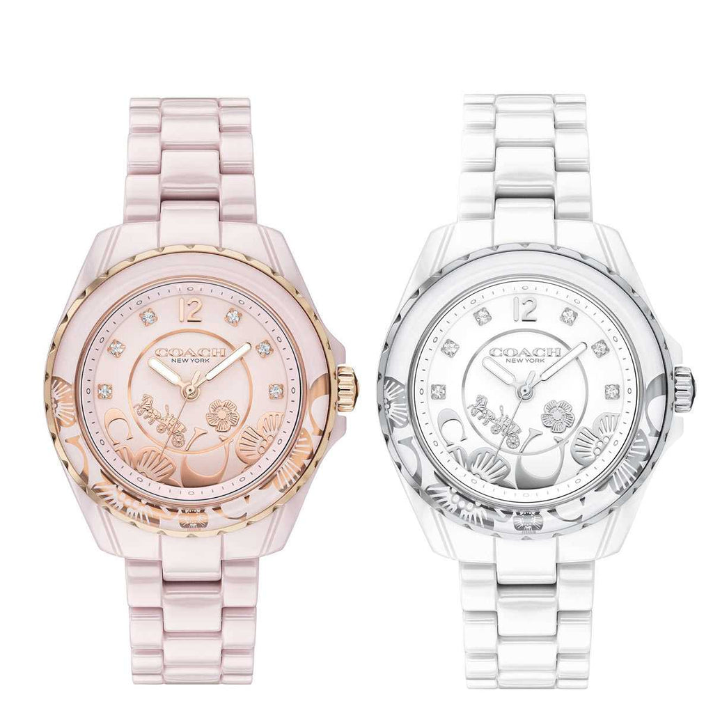 Coach Preston Pink Dial Pink Steel Strap Watch for Women - 14503465 Buy Now By Coach