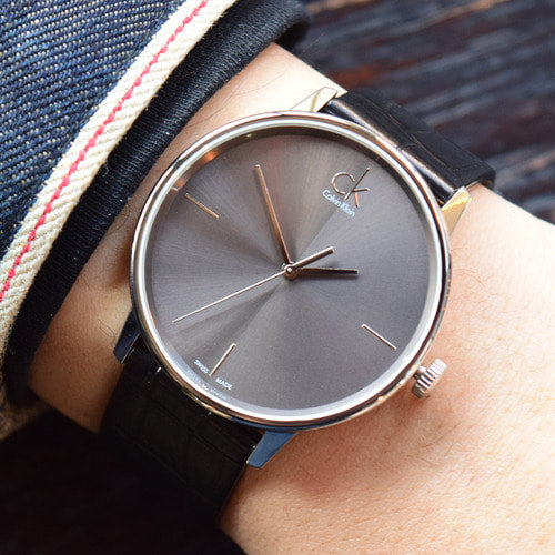 Calvin Klein Accent Black Dial Black Leather Strap Watch for Men - K2Y2X1C3 Buy Now By Calvin Klein