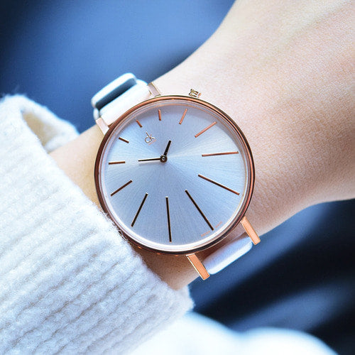 Calvin Klein Equal Silver Dial White Leather Strap Watch for Women - K3E236L6 Buy Now By Calvin Klein