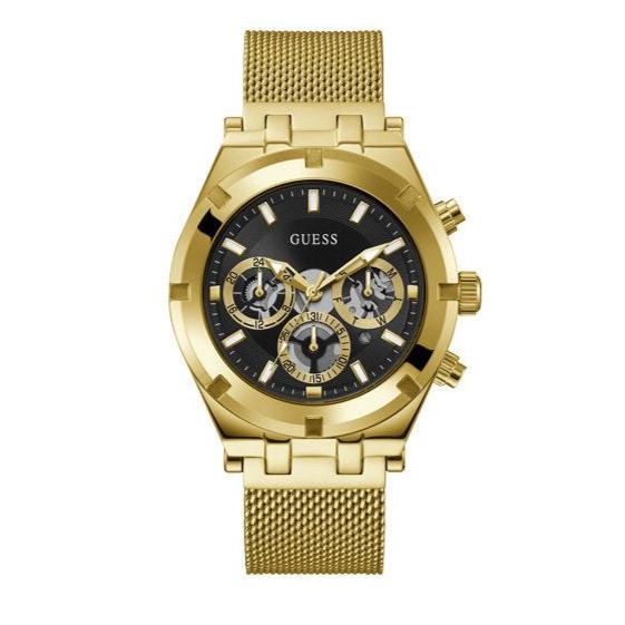 Guess Continental Chronograph Black Dial Gold Mesh Strap Watch For Men - GW0582G2 Buy Now By Guess
