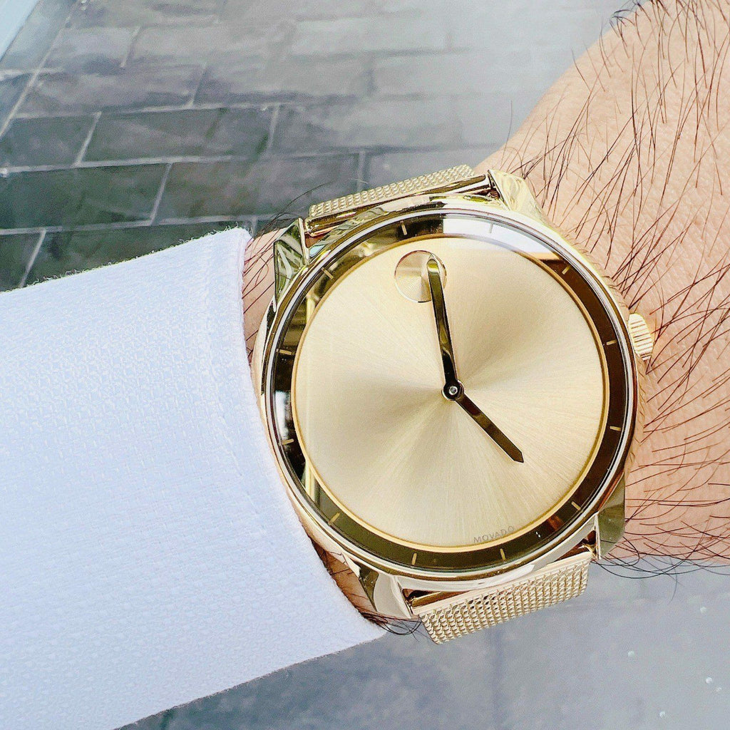 Movado Bold Gold Dial Gold Mesh Bracelet Watch For Men - 3600373 Buy Now By Movado