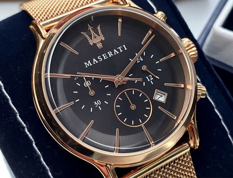 Maserati Epoca Black Dial Gold Mesh Bracelet Watch For Men - R8873618005 Buy Now By Maserati