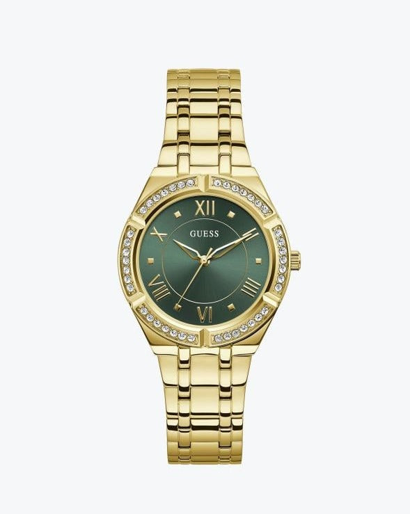 Guess Cosmo Diamonds Green Dial Gold Steel Strap Watch for Women - GW0033L8 Buy Now By Guess