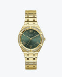 Guess Cosmo Diamonds Green Dial Gold Steel Strap Watch for Women - GW0033L8 Buy Now By Guess