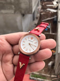 Versace V-Twist Silver Dial Red Leather Strap Watch for for Women - VELS00519 Buy Now By Versace