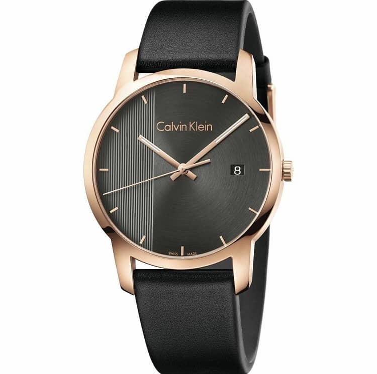 Calvin Klein City Quartz Grey Dial Black Leather Strap Watch for Men - K2G2G6C3 Buy Now By Calvin Klein