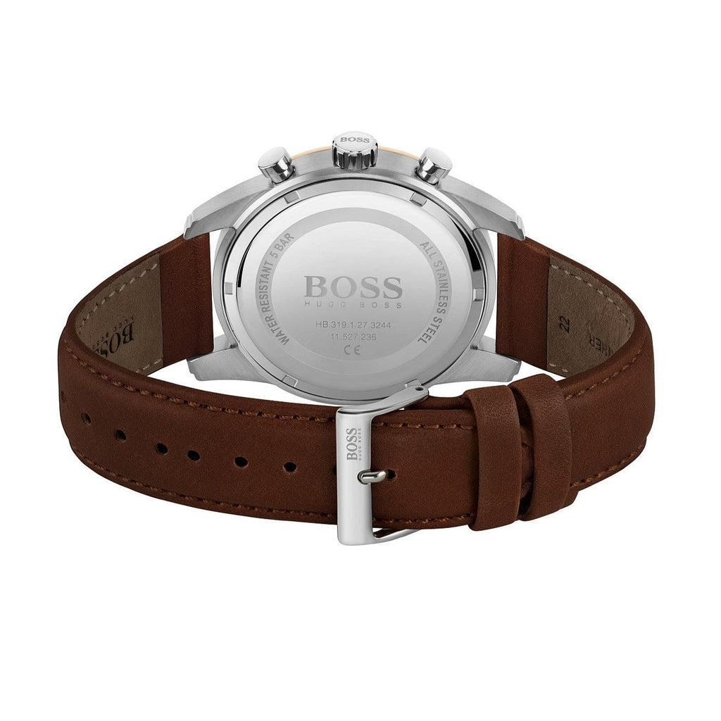 Hugo Boss Skymaster White Dial Brown Leather Strap Watch for Men - 1513786 Buy Now By Hugo Boss