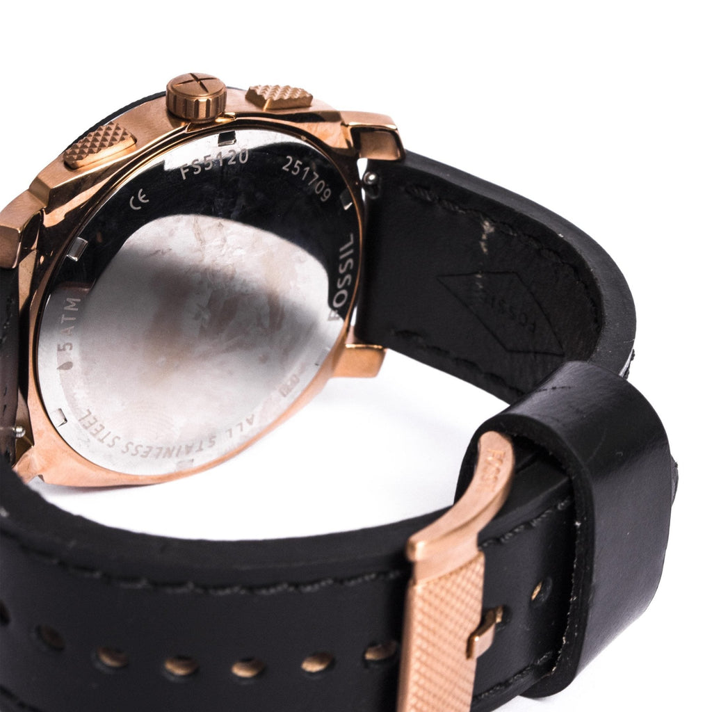 Fossil Machine Chronograph Black Dial Black Leather Strap Watch for Men - FS5120 Buy Now By Fossil