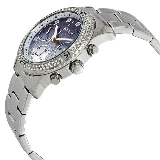 Guess Confetti Diamonds Blue Dial Silver Steel Strap Watch for Women - W0774L6 Buy Now By Guess