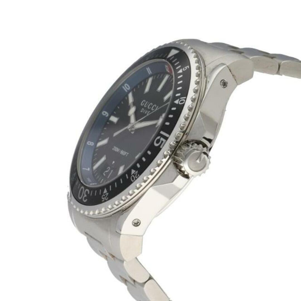 Gucci Dive Quartz Black Dial Silver Steel Strap Watch For Men - YA136212 Buy Now By Gucci