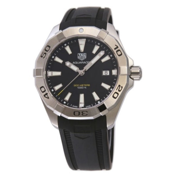 Tag Heuer Aquaracer Quartz Black Dial Black Rubber Strap Watch for Men - WBD1110.FT8021 Buy Now By Tag Heuer