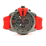 Diesel Mega Chief Chronograph Black Dial Red Silicone Strap Watch For Men - DZ4427 Buy Now By Diesel