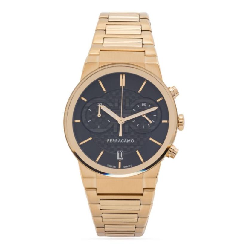 Salvatore Ferragamo Sapphire Chrono Black Dial Gold Steel Strap Watch for Men - SFME01323 Buy Now By Salvatore Ferragamo