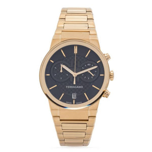 Salvatore Ferragamo Sapphire Chrono Black Dial Gold Steel Strap Watch for Men - SFME01323 Buy Now By Salvatore Ferragamo