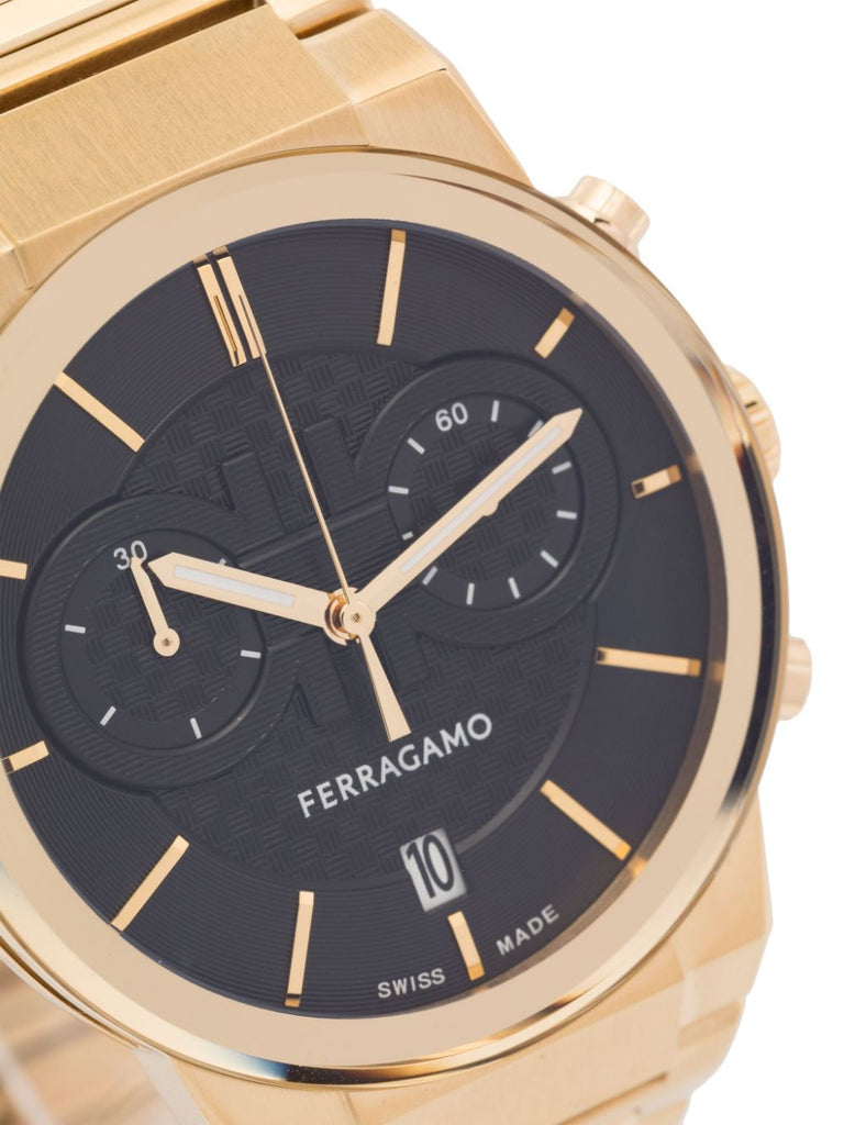 Salvatore Ferragamo Sapphire Chrono Black Dial Gold Steel Strap Watch for Men - SFME01323 Buy Now By Salvatore Ferragamo