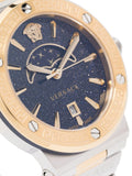 Versace Greca Logo Moonphase Black Dial Two Tone Steel Strap Watch for Men - VE7G00223 Buy Now By Versace