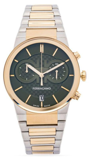 Salvatore Ferragamo Sapphire Chrono Green Dial Two Tone Steel Strap Watch for Men - SFME01223 Buy Now By Salvatore Ferragamo