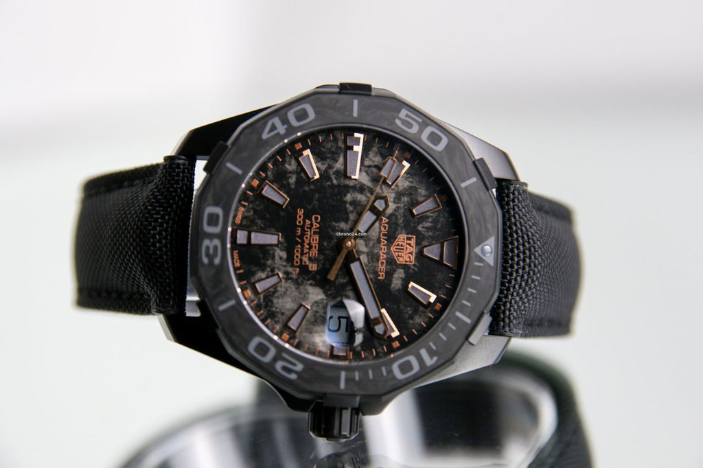 Tag Heuer Aquaracer Calibre 5 Black NATO Strap Carbon Dial Watch for Men - WBD218A.FC6445 Buy Now By Tag Heuer